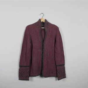 Mariele Waithe Women's Cashmere Cardigan Knit Sweater Open Front Maroon XL 448